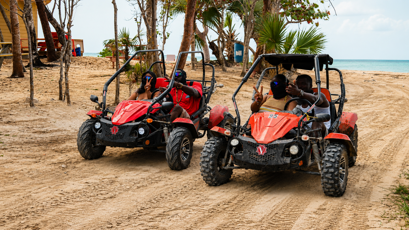 Couple enjoying a Nassau go kart adventure